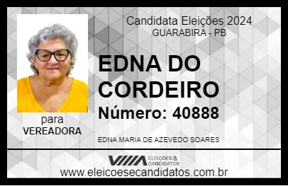 Candidato EDNA DO CORDEIRO 2024 - GUARABIRA - Eleições