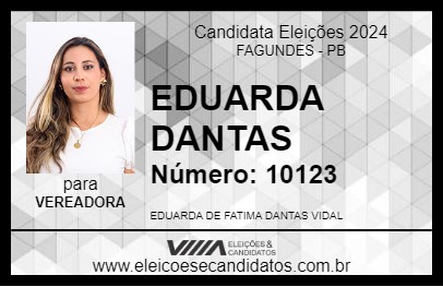 Candidato EDUARDA DANTAS 2024 - FAGUNDES - Eleições