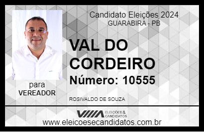 Candidato VAL DO CORDEIRO 2024 - GUARABIRA - Eleições