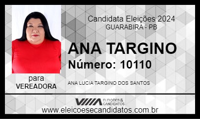 Candidato ANA TARGINO 2024 - GUARABIRA - Eleições