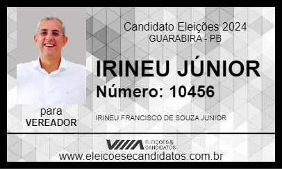 Candidato IRINEU JÚNIOR 2024 - GUARABIRA - Eleições