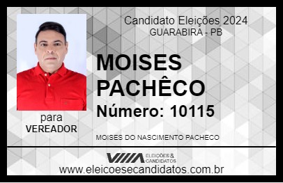 Candidato MOISES PACHÊCO 2024 - GUARABIRA - Eleições