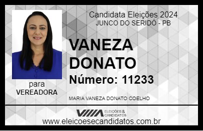 Candidato VANEZA DONATO 2024 - JUNCO DO SERIDÓ - Eleições