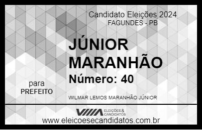 Candidato JÚNIOR MARANHÃO 2024 - FAGUNDES - Eleições