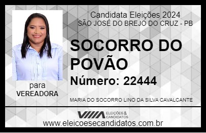 Candidato SOCORRO DO POVÃO 2024 - SÃO JOSÉ DO BREJO DO CRUZ - Eleições