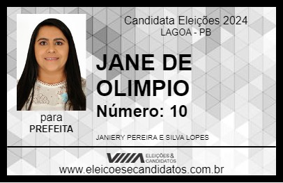 Candidato JANE DE OLIMPIO 2024 - LAGOA - Eleições