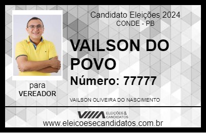 Candidato VAILSON DO POVO 2024 - CONDE - Eleições