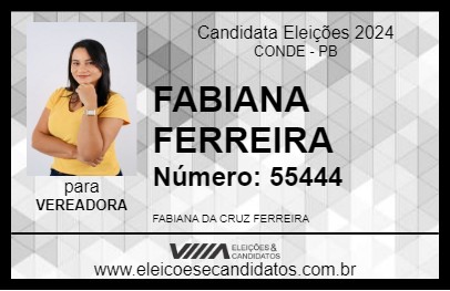 Candidato FABIANA FERREIRA 2024 - CONDE - Eleições