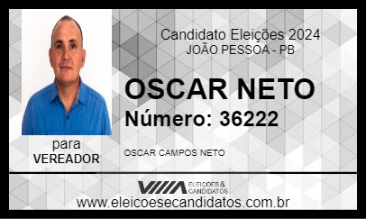 Candidato OSCAR NETO 2024 - JOÃO PESSOA - Eleições