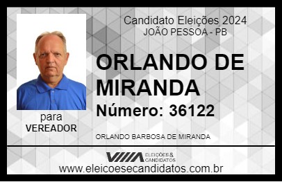 Candidato ORLANDO DE MIRANDA 2024 - JOÃO PESSOA - Eleições