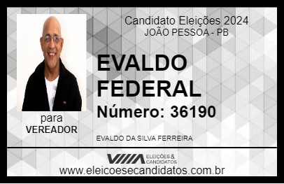 Candidato EVALDO FEDERAL 2024 - JOÃO PESSOA - Eleições