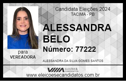 Candidato ALESSANDRA BELO 2024 - TACIMA - Eleições