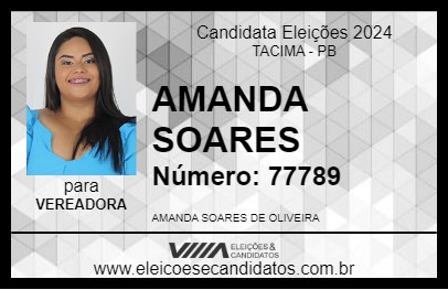 Candidato AMANDA SOARES 2024 - TACIMA - Eleições