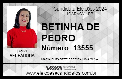 Candidato BETINHA DE PEDRO 2024 - IGARACY - Eleições