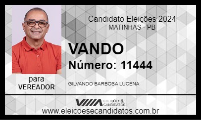 Candidato VANDO 2024 - MATINHAS - Eleições