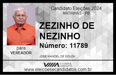 Candidato ZEZINHO DE NEZINHO 2024 - MATINHAS - Eleições