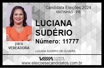 Candidato LUCIANA SUDÉRIO 2024 - MATINHAS - Eleições