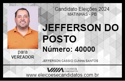 Candidato JEFFERSON DO POSTO 2024 - MATINHAS - Eleições