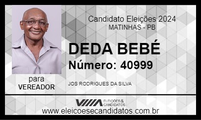 Candidato DEDA BEBÉ 2024 - MATINHAS - Eleições