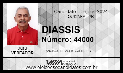 Candidato DIASSIS 2024 - QUIXABA - Eleições