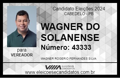 Candidato WAGNER DO SOLANENSE 2024 - CABEDELO - Eleições