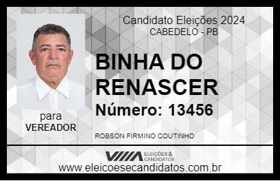 Candidato BINHA DO RENASCER 2024 - CABEDELO - Eleições