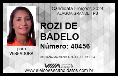 Candidato ROZI DE BADELO 2024 - ALAGOA GRANDE - Eleições