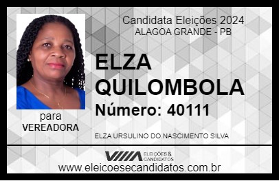 Candidato ELZA QUILOMBOLA 2024 - ALAGOA GRANDE - Eleições