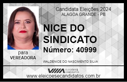 Candidato NICE DO SINDICATO 2024 - ALAGOA GRANDE - Eleições