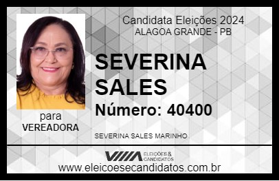 Candidato SEVERINA SALES 2024 - ALAGOA GRANDE - Eleições