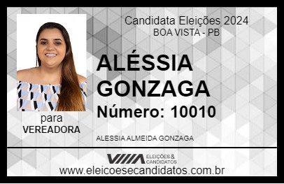 Candidato ALÉSSIA GONZAGA 2024 - BOA VISTA - Eleições