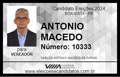 Candidato ANTONIO MACEDO 2024 - BOA VISTA - Eleições