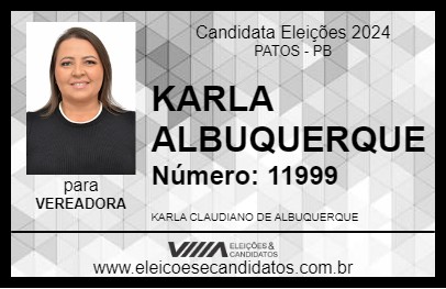 Candidato KARLA ALBUQUERQUE 2024 - PATOS - Eleições