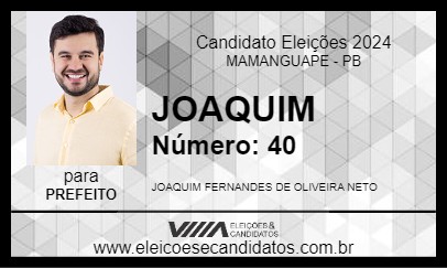 Candidato JOAQUIM 2024 - MAMANGUAPE - Eleições