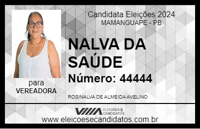 Candidato NALVA DA SAÚDE 2024 - MAMANGUAPE - Eleições