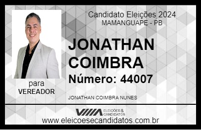 Candidato JONATHAN COIMBRA 2024 - MAMANGUAPE - Eleições