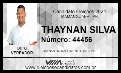 Candidato THAYNAN SILVA 2024 - MAMANGUAPE - Eleições