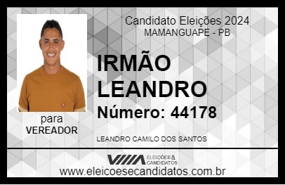 Candidato IRMÃO LEANDRO 2024 - MAMANGUAPE - Eleições