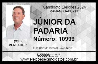 Candidato JÚNIOR DA PADARIA 2024 - MAMANGUAPE - Eleições