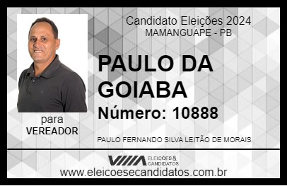 Candidato PAULO DA GOIABA 2024 - MAMANGUAPE - Eleições