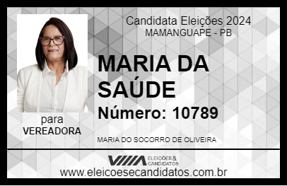 Candidato MARIA DA SAÚDE 2024 - MAMANGUAPE - Eleições