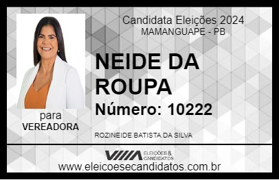 Candidato NEIDE DA ROUPA 2024 - MAMANGUAPE - Eleições