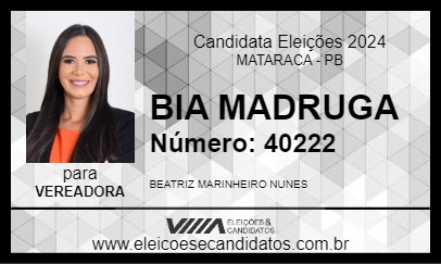 Candidato BIA MADRUGA 2024 - MATARACA - Eleições