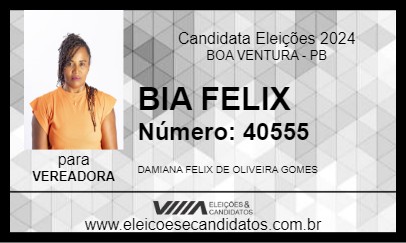 Candidato BIA FELIX 2024 - BOA VENTURA - Eleições