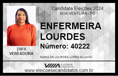 Candidato ENFERMEIRA LOURDES 2024 - BOA VENTURA - Eleições