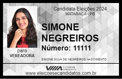 Candidato SIMONE NEGREIROS 2024 - MATARACA - Eleições