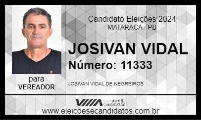 Candidato JOSIVAN VIDAL 2024 - MATARACA - Eleições