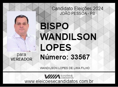 Candidato BISPO WANDILSON LOPES 2024 - JOÃO PESSOA - Eleições