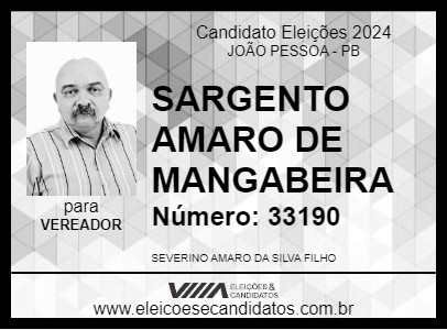 Candidato SARGENTO AMARO DE MANGABEIRA 2024 - JOÃO PESSOA - Eleições