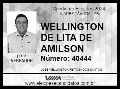 Candidato WELLINGTON DE LITA DE AMILSON 2024 - JUAREZ TÁVORA - Eleições